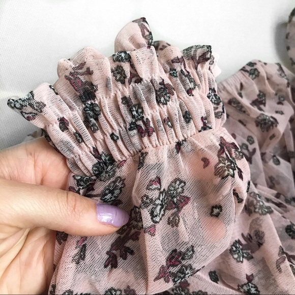 🆕BLUSH FLORAL FISHNET HIGH NECK LONG SLEEVE DRESS - Picture 8 of 11